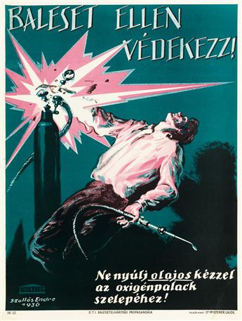 VARIOUS ARTISTS. [HUNGARIAN WORK SAFETY.] Group of 26 posters. Each 24x18 inches, 63x47 cm. Athaneum, Budapest.